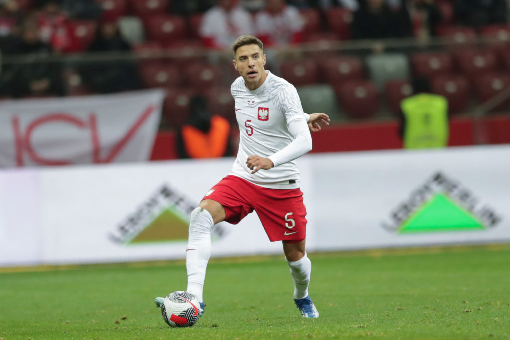 Jan Bednarek of Poland seen in action during the Friendly...